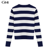 Fashion striped round neck knitted pullover top