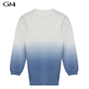 Fashion round neck blue white gradient knit top