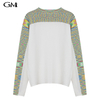 New colored striped patchwork round neck knit top