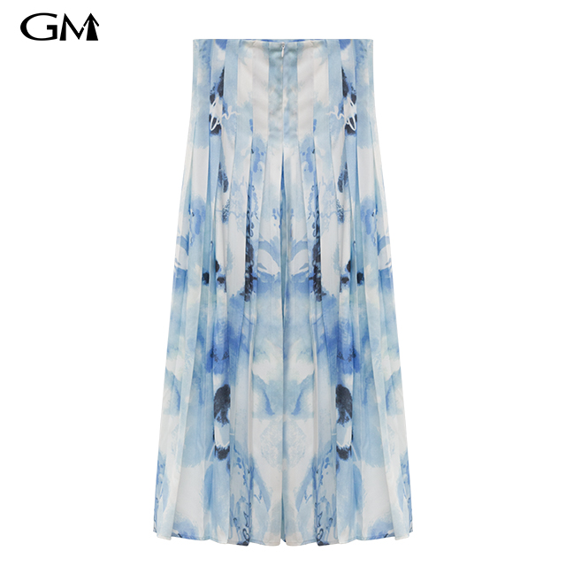 Summer New High Waist Printed Pleated Half Dress