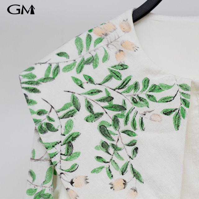 Spring and Autumn Plant Printed Large Polo Shirt Top