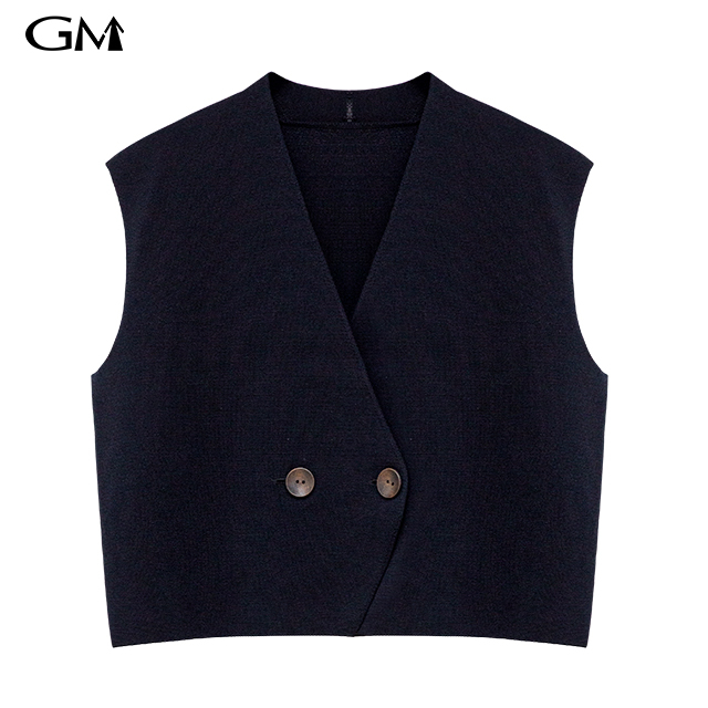 New Solid V-Neck Loose Vest