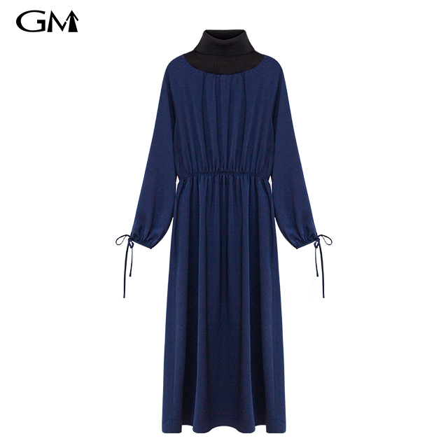 New Style High Neck Long Sleeve Dress