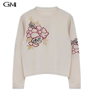 Fashion Flower Embroidery Knit Top