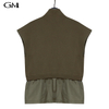 New Fake Two Piece Knitted Sleeveless Zipper Coat