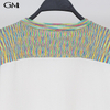 New colored striped patchwork round neck knit top