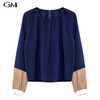 Fashion round neck solid color pullover top