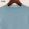 Fashion round neck solid knit top