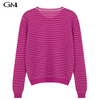 Fashion V-neck striped rose knit top