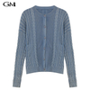 New round neck worn-out knitted cardigan jacket