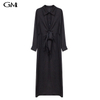 Elegant lapel single breasted waistband dress