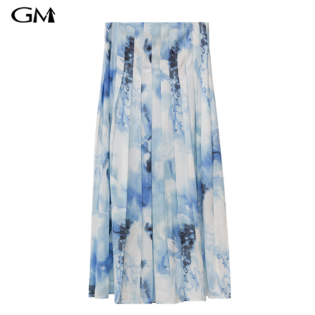 Summer New High Waist Printed Pleated Half Dress