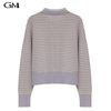 Fashionable lady lapel striped knit top