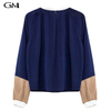 Fashion round neck solid color pullover top