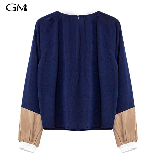 Fashion round neck solid color pullover top