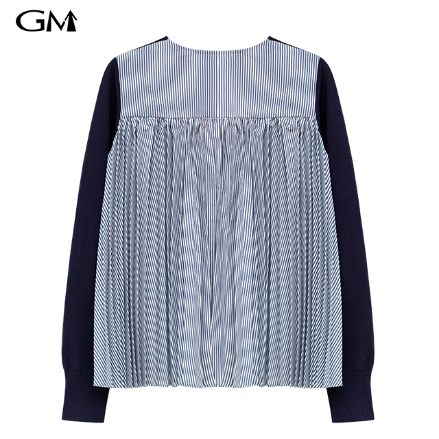 Fashion casual knitted patchwork striped top