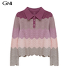 Autumn New Contrast Wave Knit Top