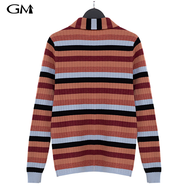 Fashion contrasting striped pullover knit top