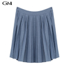 Fashion High Waist Slim Solid Color Pleated Skirt