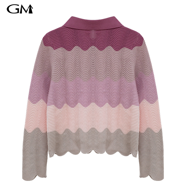 Autumn New Contrast Wave Knit Top