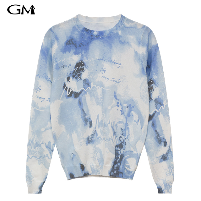 Fashion New Printed Round Neck Knitted Top