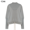 Stylish and minimalist knit patchwork round neck top