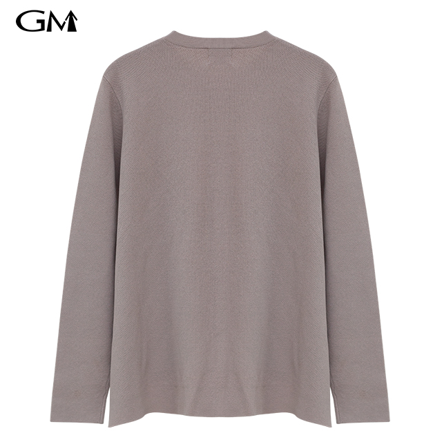 New Solid Front Short Back Round Neck Long Knit Top