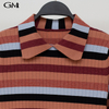 Fashion contrasting striped pullover knit top