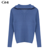 Autumn New Contrast Polo Zip Knit Top