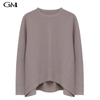 New Solid Front Short Back Round Neck Long Knit Top