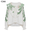 Spring and Autumn Plant Printed Large Polo Shirt Top