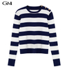 Fashion striped round neck knitted pullover top