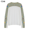 New colored striped patchwork round neck knit top