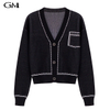 Fashion Versatile V-neck Long Sleeve Knitted Coat