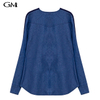 Autumn and Winter Fashion Denim Splice Fake Two Piece Knitted Top