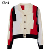 Fashion casual contrast color versatile cardigan knit