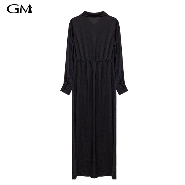 Elegant lapel single breasted waistband dress