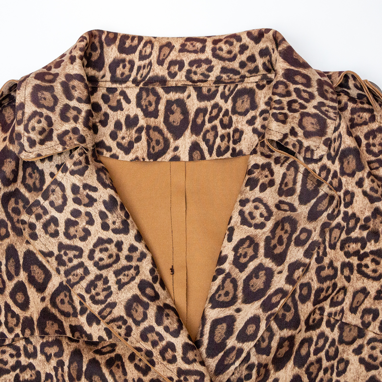 New leopard print medium length trench coat