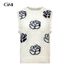 New Rose Printed Hollow Knitted Tank Top