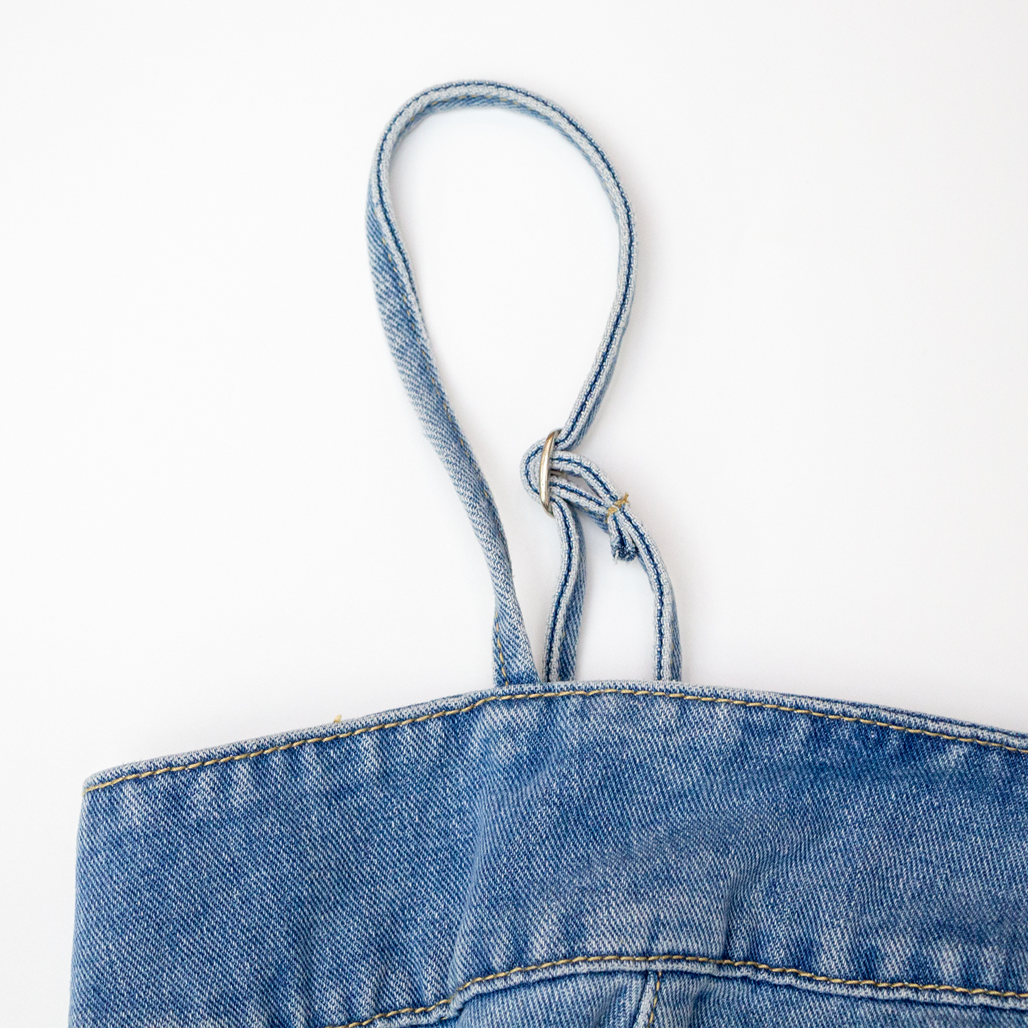 New solid color denim camisole long skirt