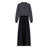 Elegant striped Knitted Midi Dress