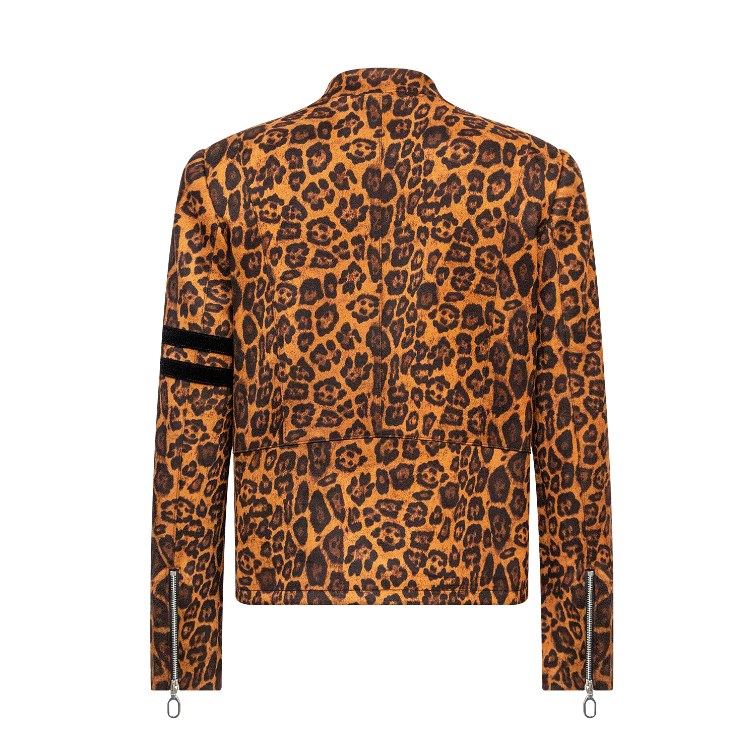 New stand up collar zipper leopard print jacket