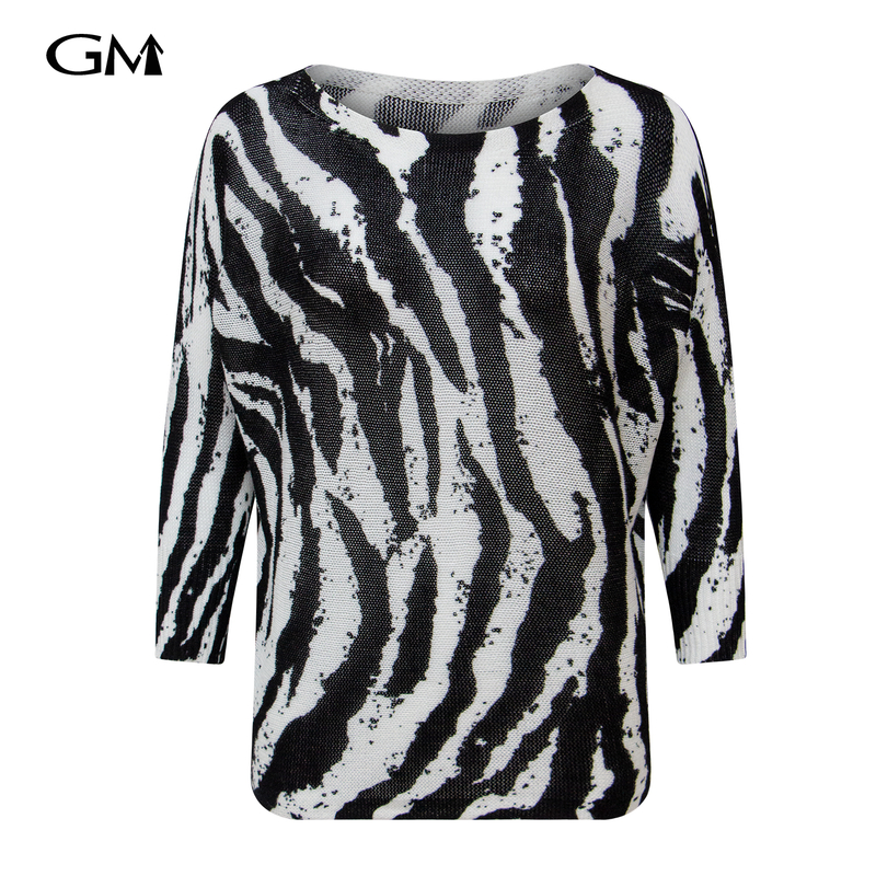 Fashion Zebra Stripe Printed Knitted Top