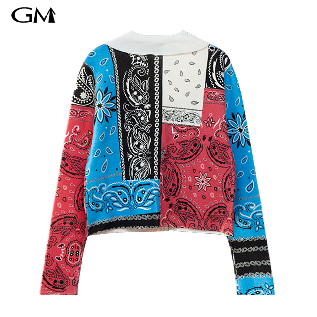 Winter New Printed V-Neck Knitted Coat