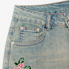 New pink embroidered denim pants