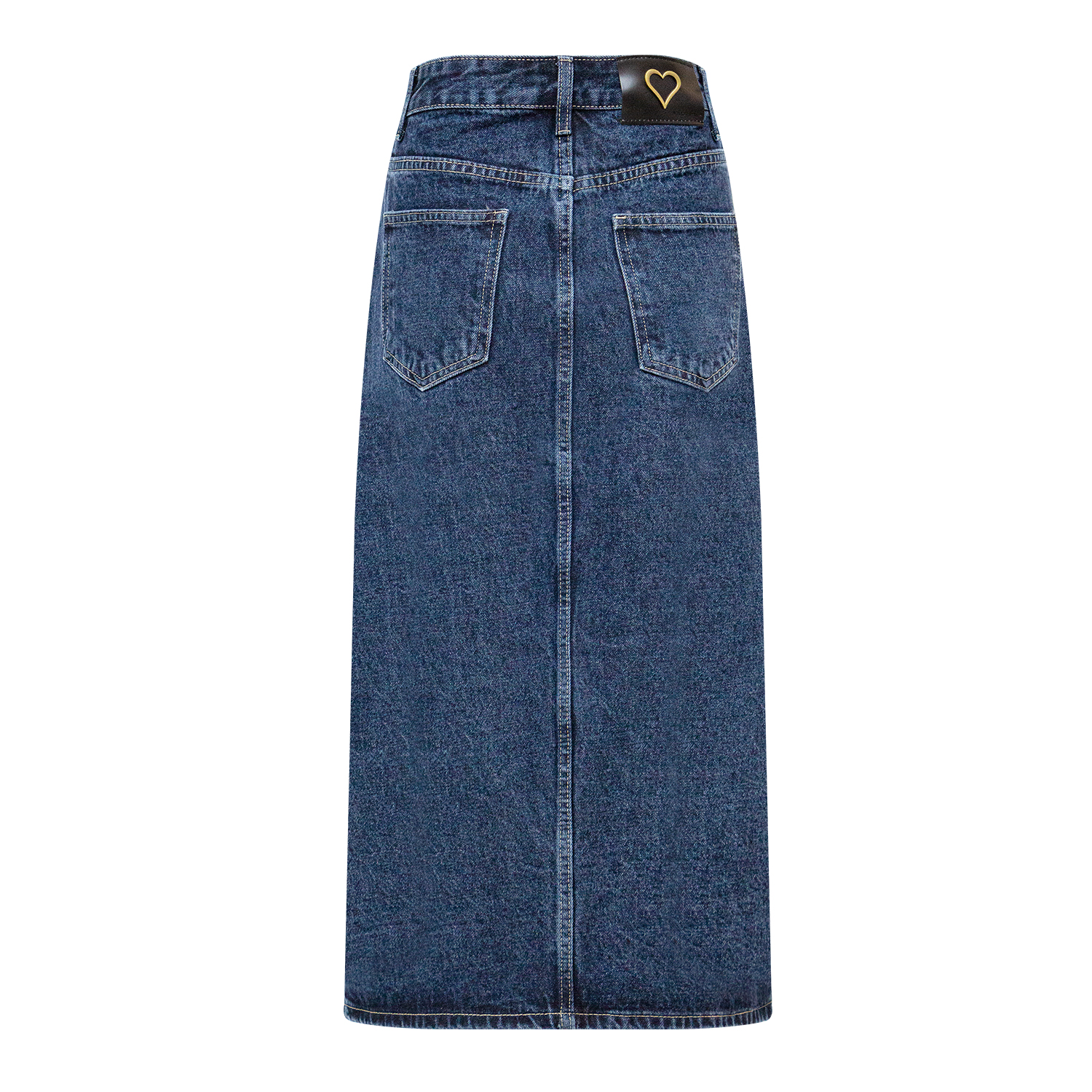 New front split denim skirt