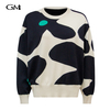 Fashionable abstract printed knit sweater