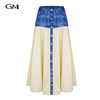 Fashionable and versatile denim patchwork skirt