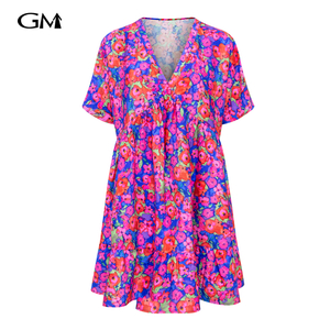 Fashionable New Product Exquisite Printed V-neck Dress