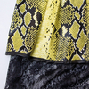 New snake skin pattern patchwork lace midi skirt